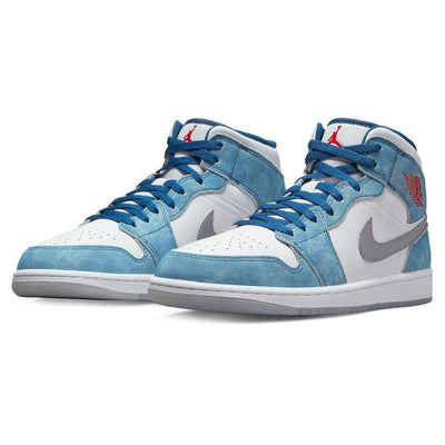 Jordan 1 Mid French Blue Fire Red