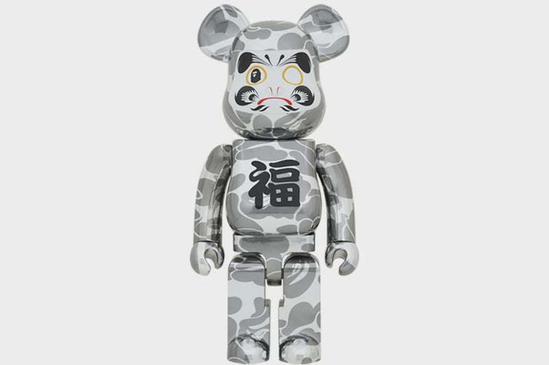 Bearbrick x BAPE Daruma 1000% Silver Plated